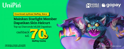 Top Up Diamonds MLBB di UniPin Cashback 70% Koin GoPay & Mainkan Starlight Member Dapatkan Skin untuk Helcurt!